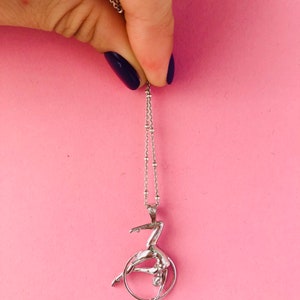 Aerial hoop Silver pendant, lyra Circus jewelry, ring gymnastic acrobatic, acrobatica Zircus present image 5