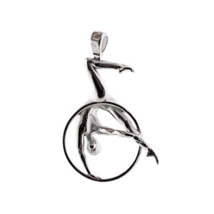 Aerial hoop Silver pendant, lyra Circus jewelry, ring gymnastic acrobatic, acrobatica Zircus present image 2