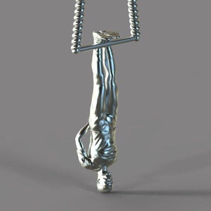 Sterlingzilveren trapeze-manhanger - luchtgymnastiek circussieraden voor acrobaten en artiesten