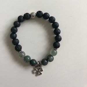 Four Leaf Clover Lava Bead Essential Oil Diffuser Bracelet