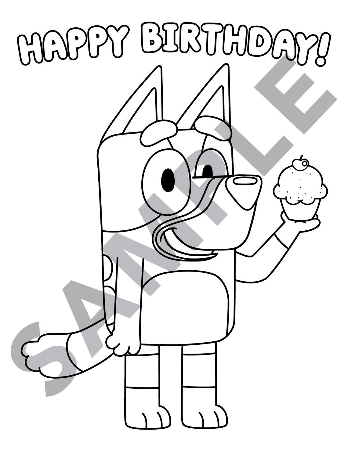 Bluey happy birthday coloring page etsy