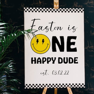 One Happy Dude-1st Birthday Welcome Sign (Digital Download)-CUSTOM NAME & DATE