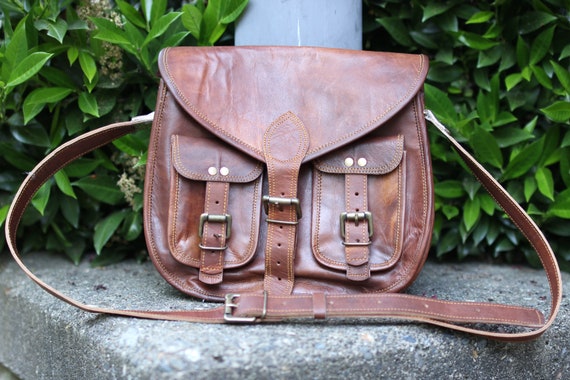 13 Inch Women Rustic Vintage Style Genuine Leather Cross Body