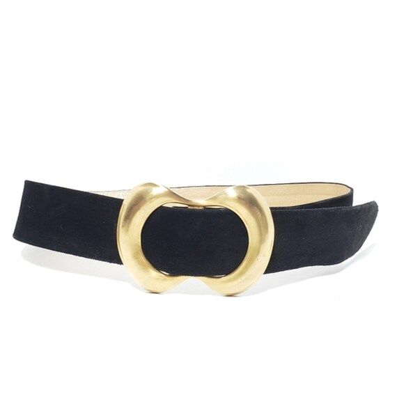 Vintage Statement Black Suede Belt