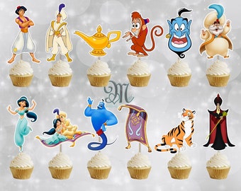 Aladdin Birthday Cupcake Toppers