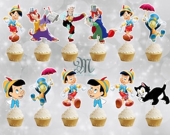 Pinocchio Birthday Cupcake Toppers