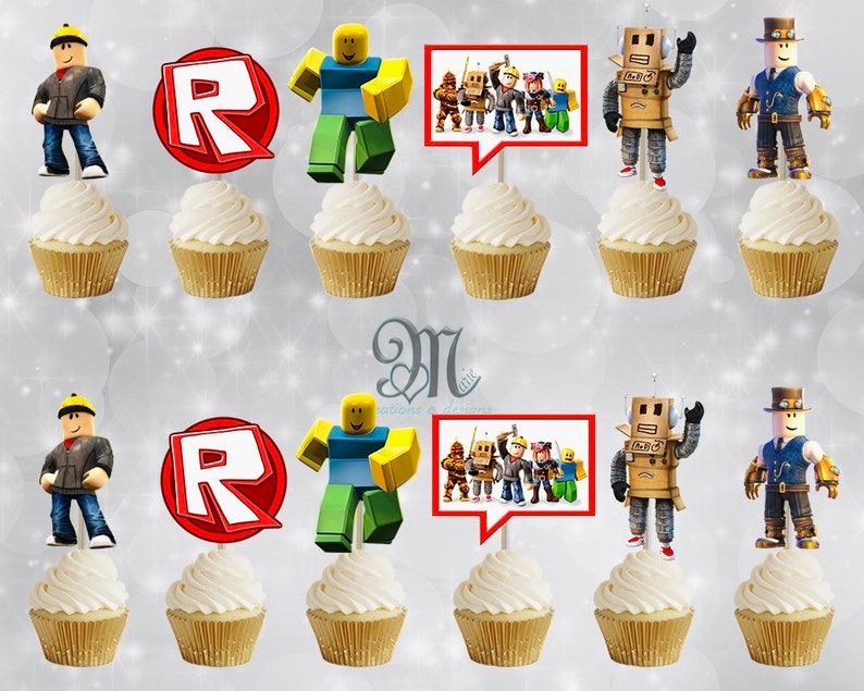 Roblox Cupcake Toppers Birthday Party Cupcake Toppers Etsy