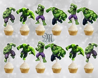 Hulk Birthday Cupcake Toppers: Party Decorations