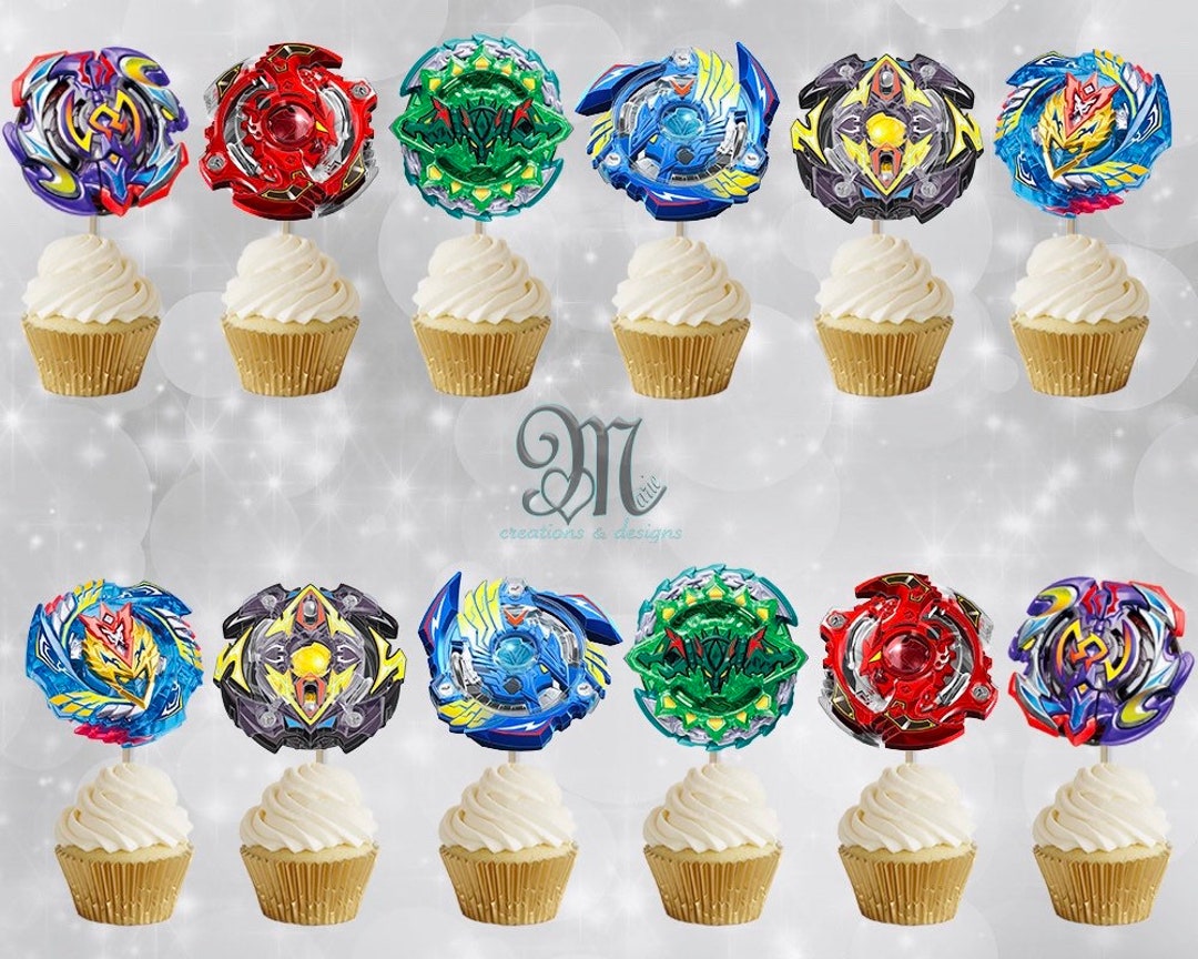 Beyblades Cupcake Toppers, Beyblade Party Cupcake Toppers - Etsy