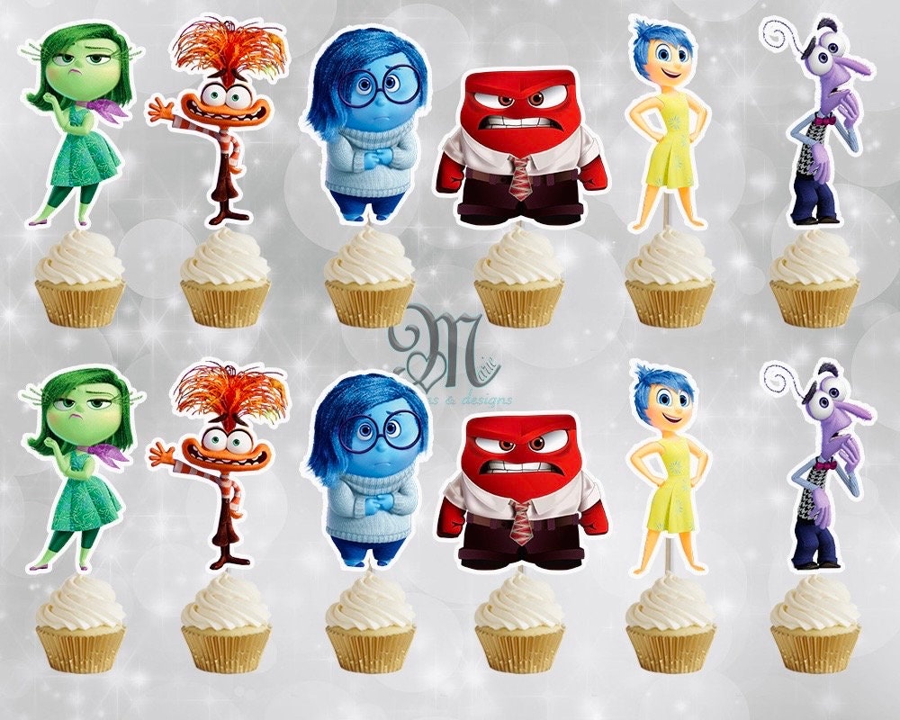 Inside Out Cupcake Toppers, Inside Out Birthday Party Cupcake Toppers