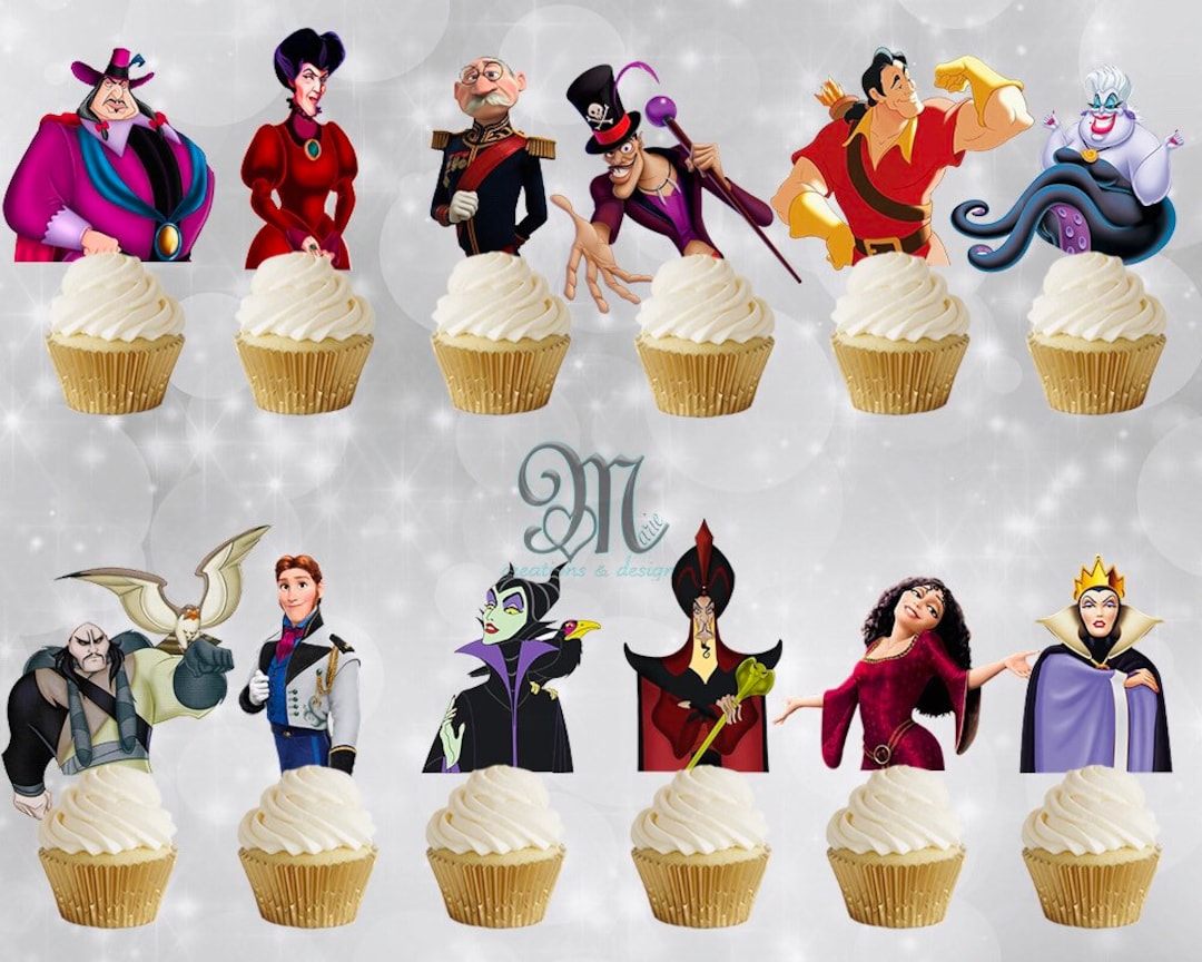 Disney Villains Cupcake Toppers, Disney Princesses Cupcake Toppers Etsy