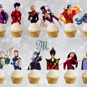 Disney Villains Cupcake Toppers, Disney Princesses Cupcake Toppers