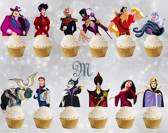 Disney Villains Cupcake Toppers, Party Decorations