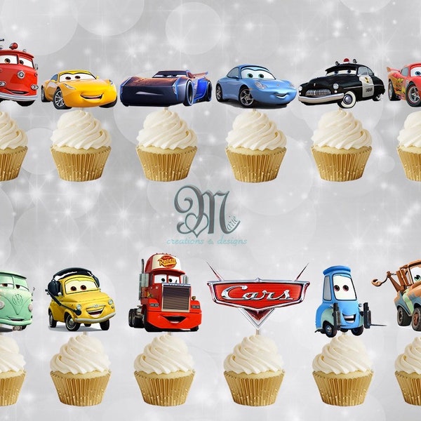 Cars Birthday Cupcake Toppers: Party Decorations