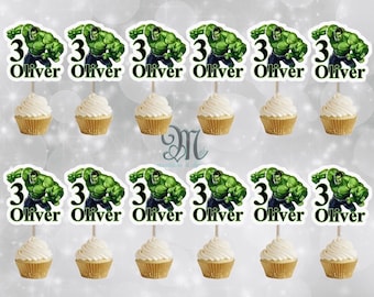 Hulk Birthday Cupcake Toppers: Custom Party Decor