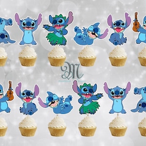 Stitch Cupcake Toppers, Birthday Party Cupcake Toppers