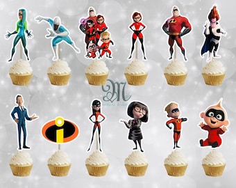The Incredibles Cupcake Toppers, Disney Incredibles Birthday