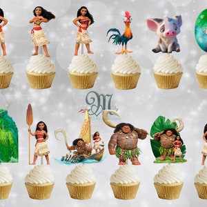 Moana Cupcake Toppers, Moana Princess Cupcake Toppers