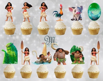 Moana Cupcake Toppers, Moana Princess Cupcake Toppers