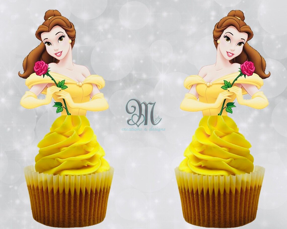 Belle Princess Cupcake Toppers Birthday Party Cupcake Toppers - Etsy