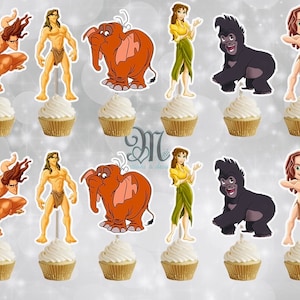 Tarzan Cupcake Toppers, Tarzan Birthday Cupcake Toppers Decor
