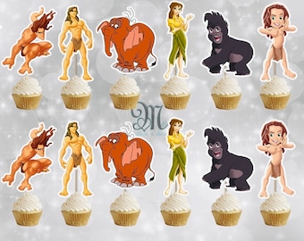 Tarzan Birthday Cupcake Toppers, Disney Party Decor