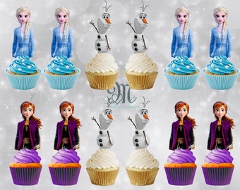 Frozen 2 Cupcake Toppers, Disney Princess Party Decorations