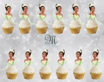 Tiana Cupcake Toppers: Princess and the Frog Party Decorations