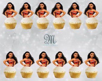 Moana Cupcake Toppers, Disney Princess Party Decor
