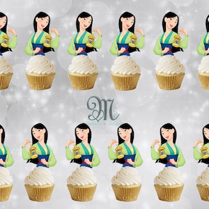 Mulan Cupcake Toppers, Birthday Party Cupcake Toppers