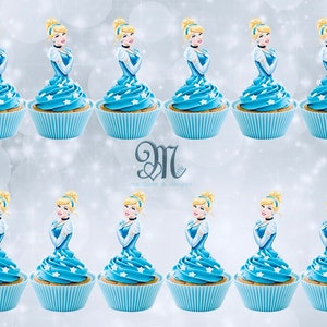 Cinderella Cupcake Toppers, Birthday Party Cupcake Toppers