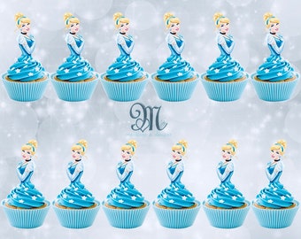 Cinderella Cupcake Toppers: Birthday Party Decorations