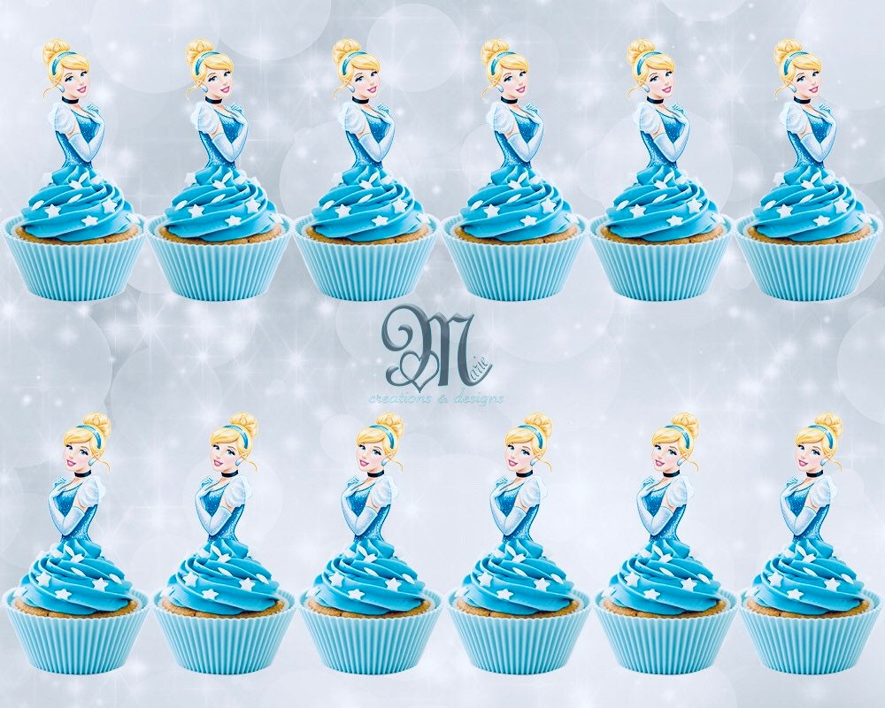 Cinderella Cupcake Toppers Birthday Party Cupcake Toppers Etsy
