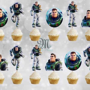 Buzz Lightyear Cupcake Toppers, Birthday Party Cupcake Toppers