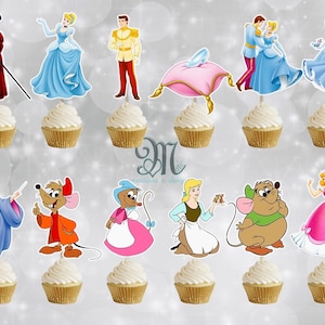 Cinderella Cupcake Toppers, Birthday Party Cupcake Toppers