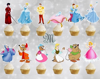 Cinderella Cupcake Toppers: Birthday Party Decorations