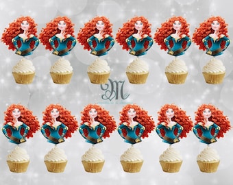 Merida Brave Cupcake Toppers, Princess Party Decor