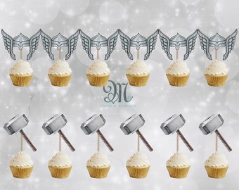 Thor Birthday Cupcake Toppers: Party Decor