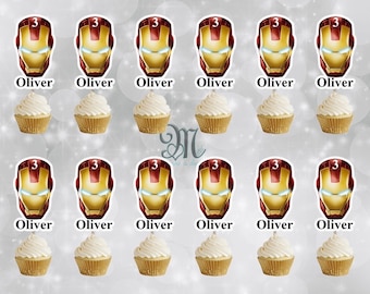 Iron Man Birthday Cupcake Toppers: Custom Party Decor