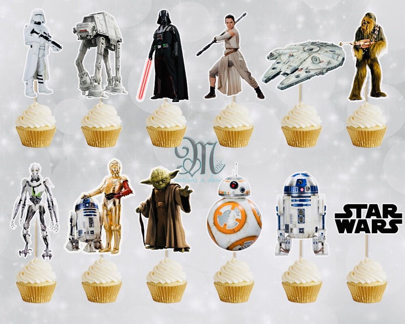 Star Wars Cupcake Toppers, Birthday Party Cupcake Toppers image 1