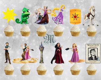 Rapunzel Tangled Cupcake Toppers, Disney Princess Cupcake Toppers