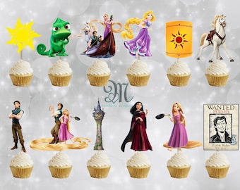 Rapunzel Tangled Cupcake Toppers, Princess Party Decorations
