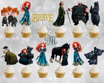 Brave Merida Cupcake Toppers, Disney Party Decorations