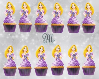 Rapunzel Cupcake Toppers, Disney Princess Party Decorations