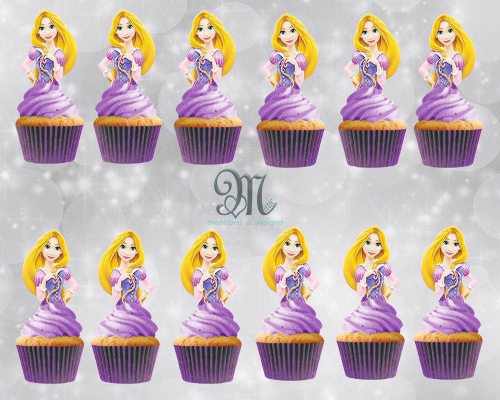 Rapunzel Tangled Cupcake Toppers Disney Princesses Cupcake Etsy