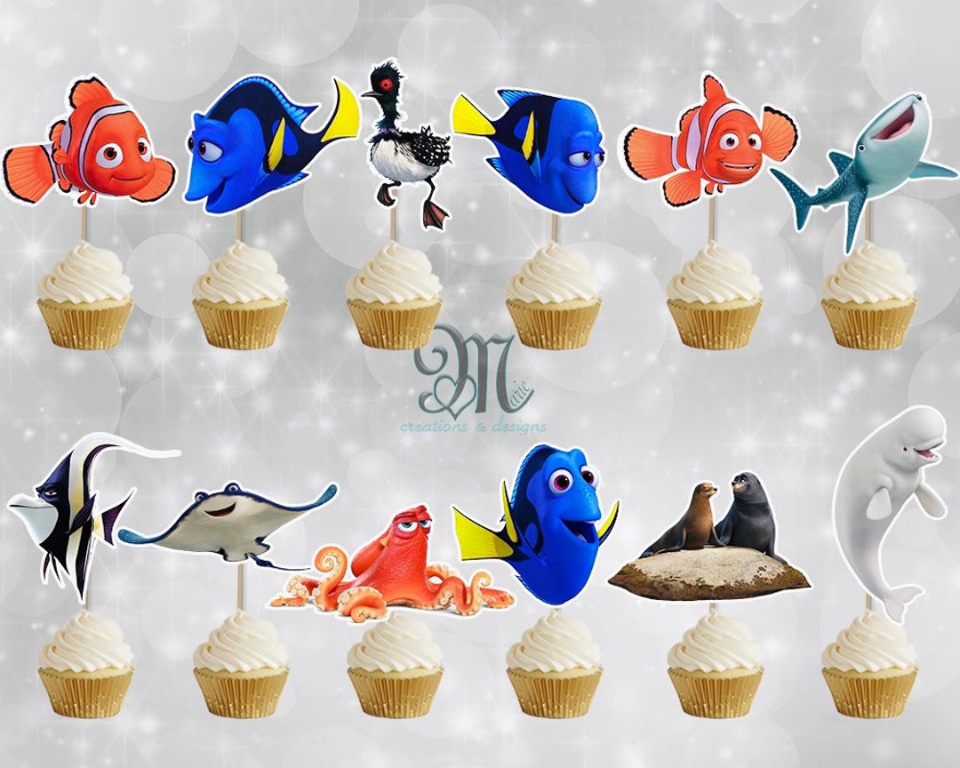 Finding Dory Cupcake Toppers, Birthday Party Cupcake Toppers - Etsy