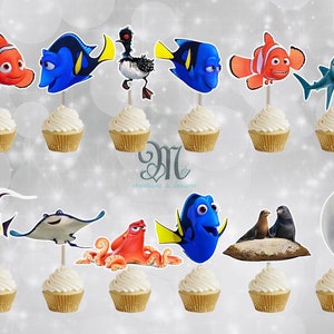 Finding Dory Cupcake Toppers, Birthday Party Cupcake Toppers