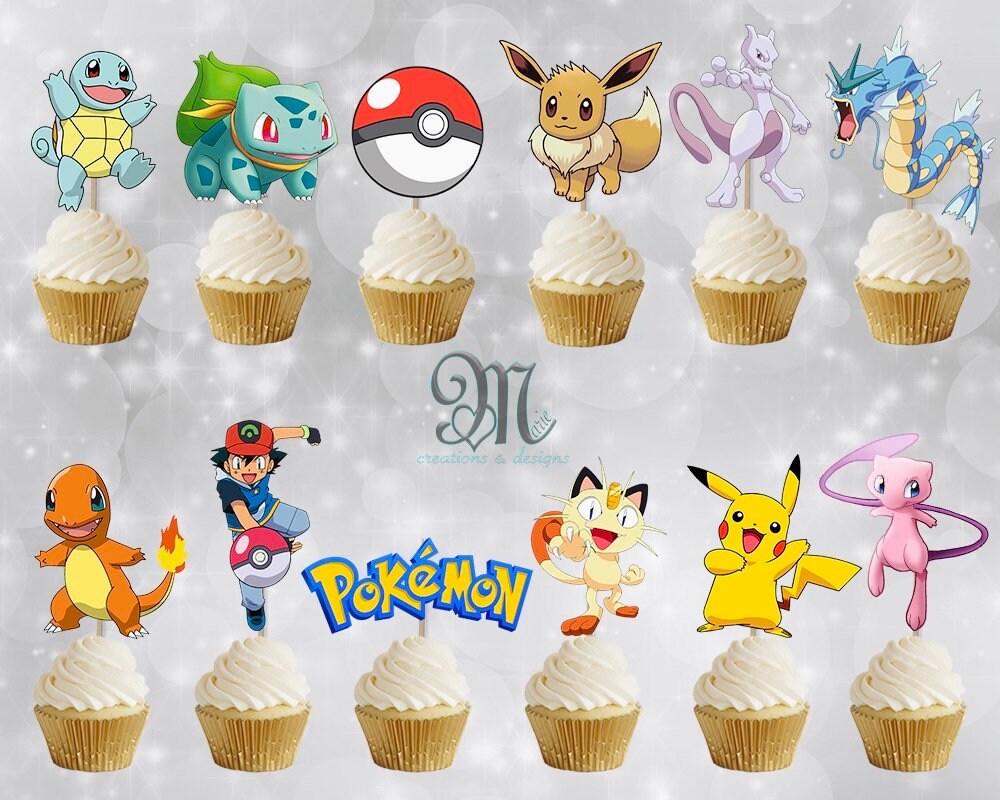 Pokémon Cupcake Toppers, Pokemon Party Supplies Etsy