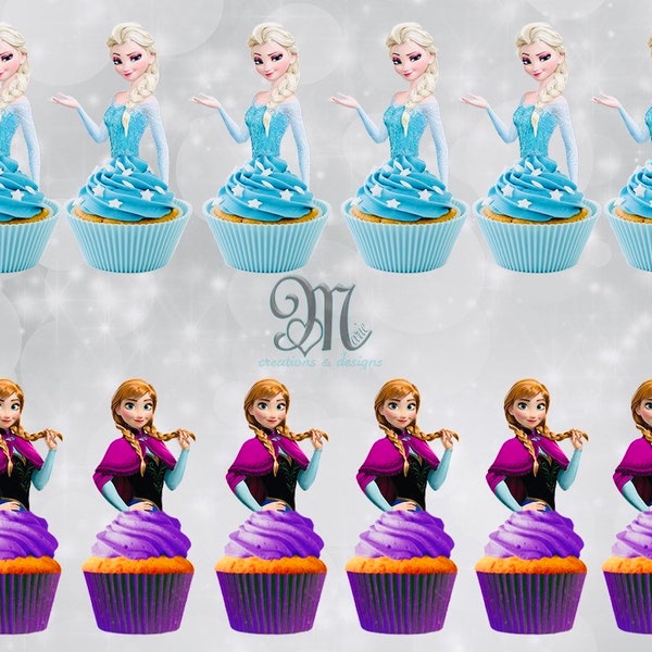 Frozen Cupcake Toppers, Disney Princesses Cupcake Toppers