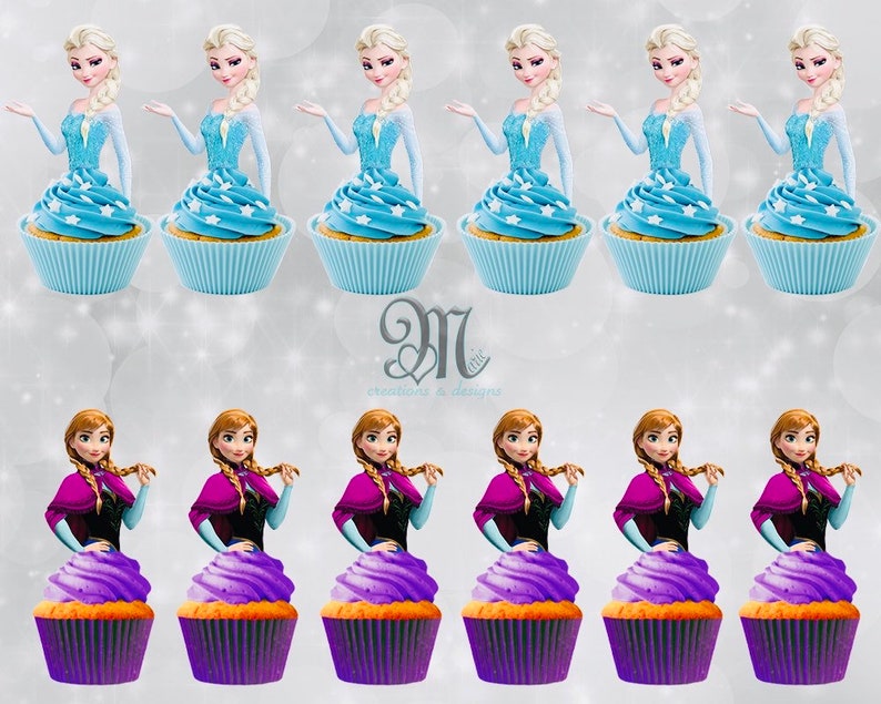 Frozen Cupcake Toppers, Disney Princess Party Decorations bild 1